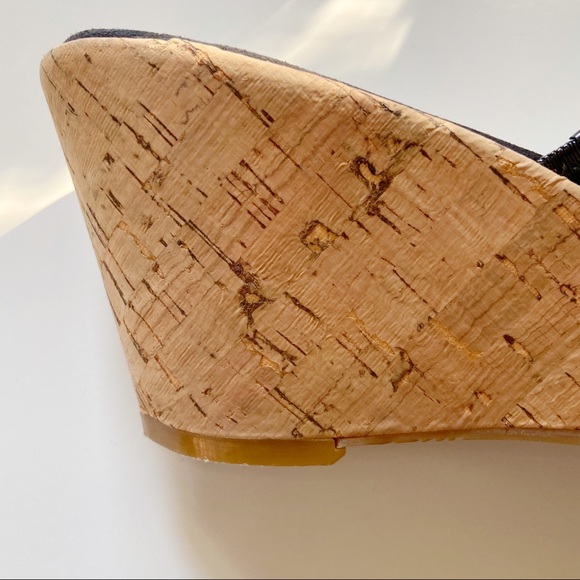 Nine West sandals black cork heeled leather - Picture 5 of 8